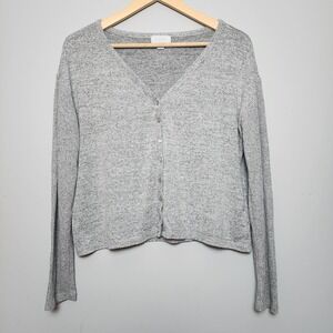 LOVE by GAP Gray Ribbed Button-Front Cardigan